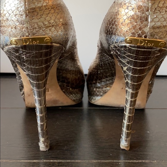COPY - DIOR- Metallic snake skin peep toe pumps - Picture 4 of 7